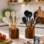 نمای بسته بندی سرویس ملاقه و کفگیر سیلیکونی 7 پارچه مدل لاراهوم برچسب و بسته بندی