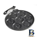 نمای جزئیات تابه چدن نالینو با قابلیت پخت پنکیک و دستگیره جداشونده پرداخت و جزئیات مواد