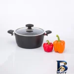 نمای بسته بندی قابلمه عروس دلوین با روکش گرانیت و دستگیره جداشونده برچسب و بسته بندی