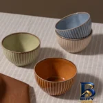 نمای بسته بندی کاسه مادام کوکو مدل Kleby Natural بسته ۴ عددی با طراحی زیبا مهر و پرداخت کیسه