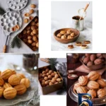 نمای جزئیات قالب شیرینی به گز مدل گردو روسی با کیفیت پرداخت و جزئیات مواد