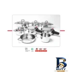 نمای کناری زودپز پارس استیل با کف سه لایه و سبد بخارپز عمق قاب و پروفایل