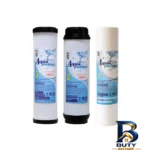 نمای کناری فیلتر دستگاه تصفیه آب آکوا پیورست مدل RO FILTER 03 مجموعه 6 عددی پروفایل جعبه و مهرکاری