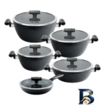 نمای کناری سرویس قابلمه و تابه گرانیت ۱۰ پارچه ام جی اس مدل ایتالیا B پروفایل و ساختار