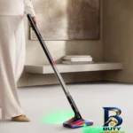 نمای کناری جارو شارژی هوشمند دایسون مدل Fluffycones Pencilvac پروفایل جعبه و مهرکاری