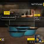 نمای بسته بندی سرویس تابه 3 پارچه مدل بِست برچسب و بسته بندی