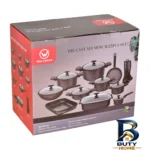 نمای جلو سرویس گرانیتی قابلمه و تابه 25 پارچه ولبرگ مدل B طراحی و جزئیات کلیدی