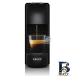 نمای جلو اسپرسوساز خانگی نسپرسو مدل Essenza Mini Krups، با مصرف کپسول قهوه، مناسب تهیه اسپرسو و لانگو، دارای ۱ عدد نازل قهوه