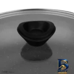 نمای جلو تابه گرانیت تکنو با سوپاپ بخار و دسته جداشونده طراحی و جزئیات کلیدی