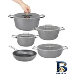 نمای بسته بندی سرویس گرانیت پخت و پز 9 پارچه کی زد پی مدل آلما برچسب و بسته بندی