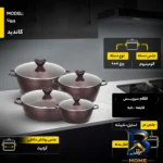 نمای بسته بندی سرویس پخت و پز ۸ پارچه کاندید مدل ورونا برچسب و بسته بندی