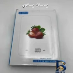 نمای بسته بندی ترازوی آشپزخانه مدل ۱۰KG-۱G Stainless Steel اصل برچسب و بسته بندی