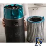 نمای کناری دستگاه تصفیه کننده هوا خانگی ۲مرحله ای دایسون مدل HushJet Compact HJ۱۰ اصل عمق قاب و پروفایل