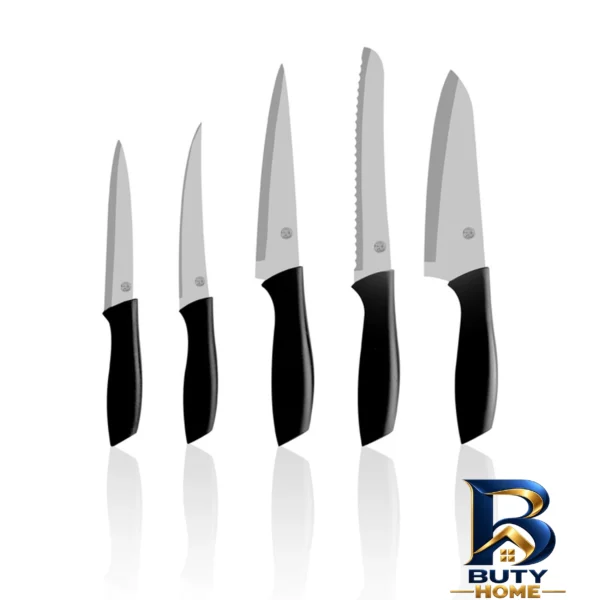 نمای بسته بندی ست چاقو ۶ پارچه تیتیز مدل Knife برچسب و بسته بندی