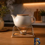 نمای بسته بندی وارمر قوری مدل چوبی مربعی برچسب و بسته بندی