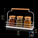 نمای بسته بندی استند جا ادویه ای مدل دسته چوبی یک طبقه با طراحی زیبا برچسب و بسته بندی
