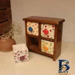 نمای بسته بندی جعبه چای کیسه ای مدل چهار کشو کد 04-02 برچسب و بسته بندی