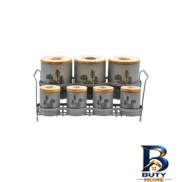نمای بسته بندی ست ادویه 8 پارچه بی.وی.کی مدل درب چوب T_t کد 863615 برچسب و بسته بندی