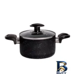 نمای بسته بندی قابلمه گرانیتی کازینا با درب شیشه ای برچسب و بسته بندی