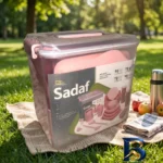 نمای بسته بندی سبد پیک نیک ۷۸ پارچه صدف مدل مسافرتی کد S۷۸ اصل برچسب و بسته بندی