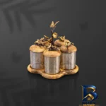 نمای بسته بندی ست جا ادویه ۵ پارچه گلدکیش طرح باترفلای مدل GK۸۲۹۸۲۳ به همراه استند اصل برچسب و بسته بندی