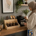 نمای بسته بندی باکس نظم دهنده مانی آرا مدل STND_۰۰۲ طرح تمام چوب اصل برچسب و بسته بندی