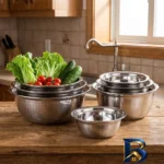نمای بسته بندی ست آبکش و لگن مدل UN۳۲-۲۸-۲۴ مجموعه ۶ عددی اصل برچسب و بسته بندی