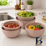 نمای بسته بندی آبکش و آبگیر ادنا پلاستیک مدل Nesting مجموعه 6 عددی برچسب و بسته بندی