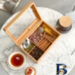 نمای بسته بندی جعبه دمنوش مهتاک دکور مدل باکس کافی برچسب و بسته بندی