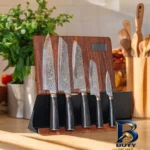 نمای بسته بندی استند چاقو آشپزخانه کوکینگ فلیم مدل مغناطیسی برچسب و بسته بندی