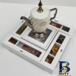 نمای بسته بندی جعبه چای کیسه ای مدل آراد با طراحی زیبا برچسب و بسته بندی