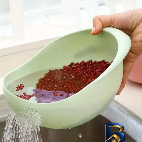 نمای جزئیات آبگیر و آبکش مدل Rice Washing Bowl نمای نزدیک دانه