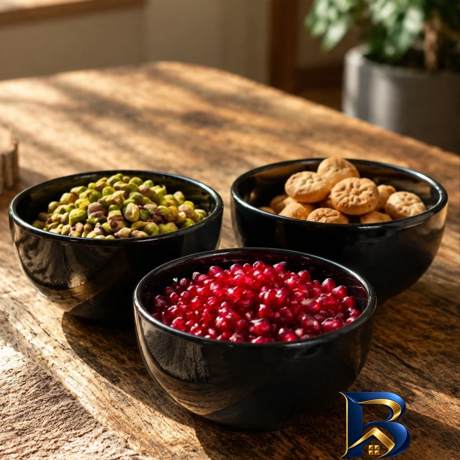 نمای جزئیات کاسه نیواد مجموعه ۳ عددی با طراحی دایره ای نمای نزدیک بافت مغزها