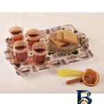 نمای بسته بندی سینی مهروز مدل SE-۱۰۰۰ طرح COFFEE اصل برچسب و بسته بندی