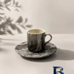 نمای بسته بندی سرویس قهوه خوری ۱۲ پارچه ۶ نفره طرح سنگ برچسب و بسته بندی