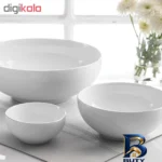 نمای بسته بندی ست کاسه ۱۳ تکه چینی زرین ایران سری ایتالیا اف مدل سمن باکیفیت برچسب و بسته بندی
