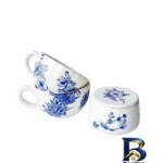 نمای بسته بندی سرویس چای خوری ۳ پارچه ۲ نفره با طرح گل و مرغ برچسب و بسته بندی