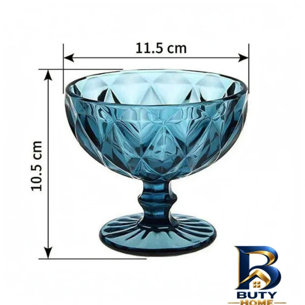 نمای بسته بندی بستنی خوری دلی مدل پایه کوتاه طرح لوزی کد 400ml بسته ۶ عددی برچسب و بسته بندی