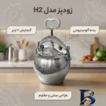 نمای بسته بندی زودپز آلومینیومی مدل H2 با ظرفیت مناسب برچسب و بسته بندی