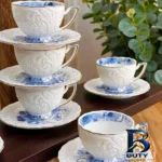 نمای بسته بندی سرویس چای خوری ۱۲ پارچه ۶ نفره شاهین مدل Dantella D برچسب و بسته بندی