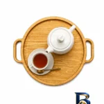 نمای بسته بندی سینی دسته دار مدل گرد سایز ۳۰×۳۶ سانتی متر برچسب و بسته بندی