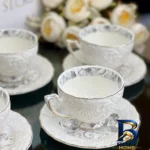 نمای بسته بندی سرویس چای خوری ۱۲ پارچه ۶ نفره شاهین مدل Dantella E برچسب و بسته بندی