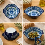 نمای جزئیات کاسه دو دسته گلدار مدل 329 نمای نزدیک بافت مغزها