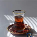 نمای بسته بندی ست فنجان و نعلبکی ۱۲ پارچه مدل IK/D/RED برچسب و بسته بندی