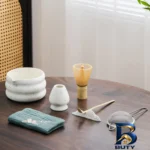 نمای بسته بندی سرویس چای خوری ۷ تکه مدل ماچا کد 1-3 برچسب و بسته بندی