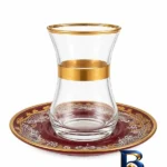نمای بسته بندی ست فنجان و نعلبکی ۱۲ پارچه ۶ نفره مدل ik/d/red/fkg/1L برچسب و بسته بندی