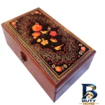 نمای بسته بندی جعبه پذیرایی طرح گل و مرغ کد N۱۵۲۵ اصل برچسب و بسته بندی
