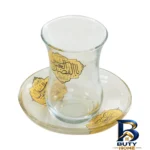 نمای بسته بندی ست نعلبکی و استکان 12 پارچه مدل محرم طرح یا اباالفضل عباس علیه السلام کد 40001309 برچسب و بسته بندی