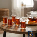 نمای بسته بندی استکان کاوه مدل گلجام کد 00071 بسته ۶ عددی برچسب و بسته بندی