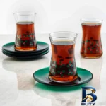 نمای بسته بندی ست فنجان و نعلبکی ۸ پارچه پاشاباغچه مدل MERRY MIX هیبلی کد ۹۵۲۹۰ برچسب و بسته بندی
